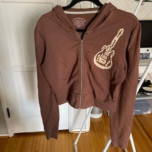 CRASH & BURN Guitar Cropped Hoodie, Size L